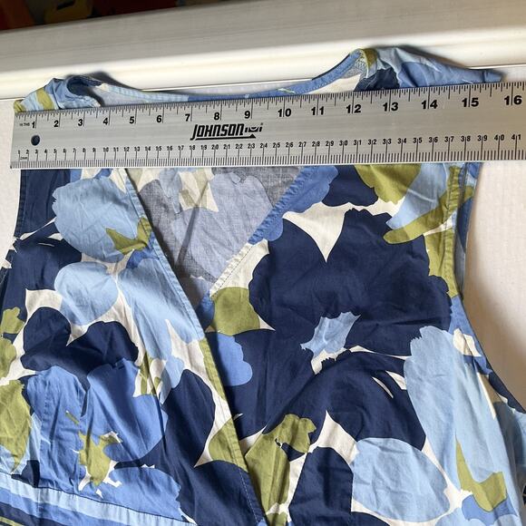 Croft & Barrow Women Midi Dress 1X Blue Floral Fit Flare Sleeveless V-neck - Picture 4 of 11